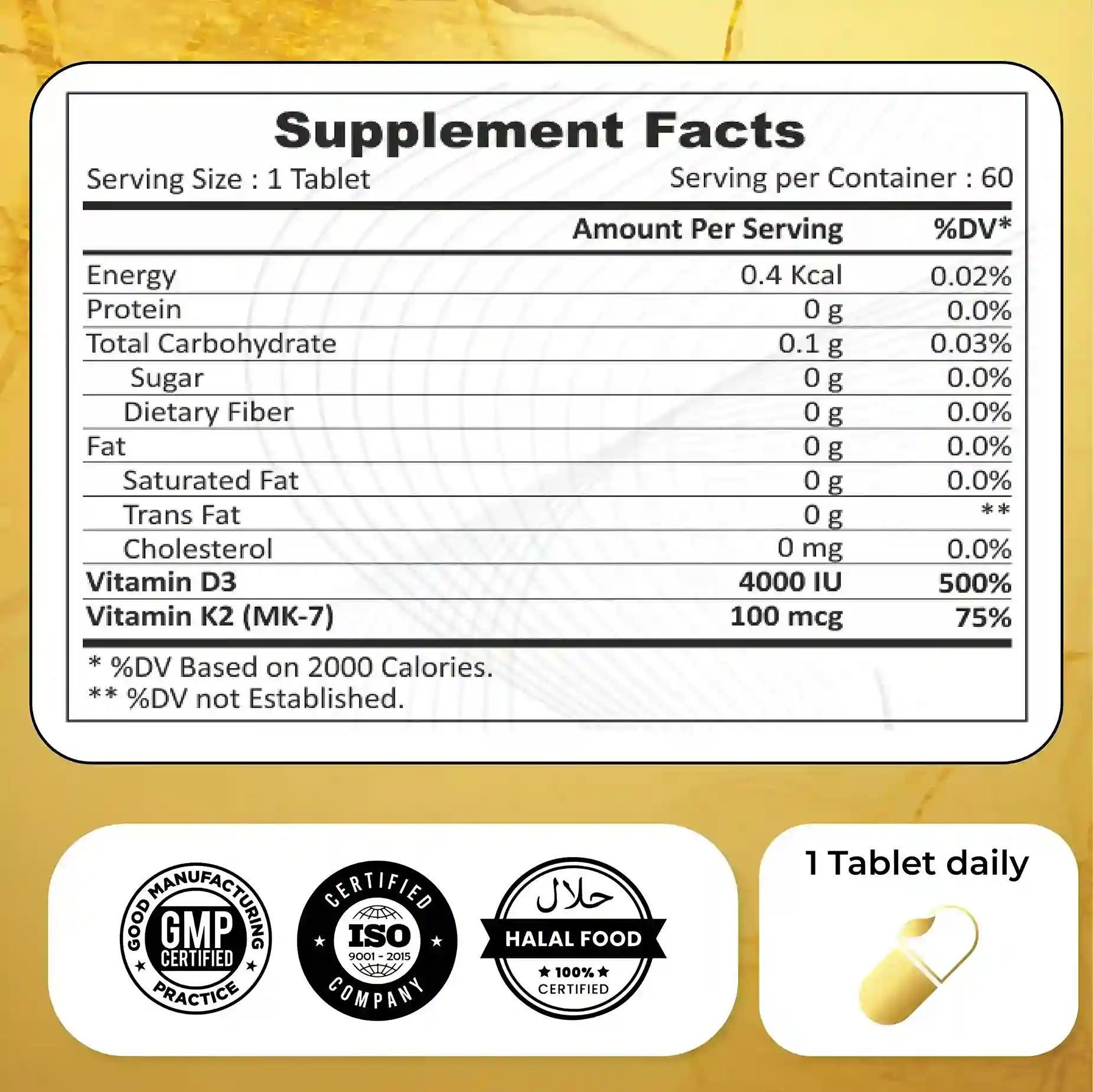 Natrolina Plant Based D3+K2 - 60 Supplement