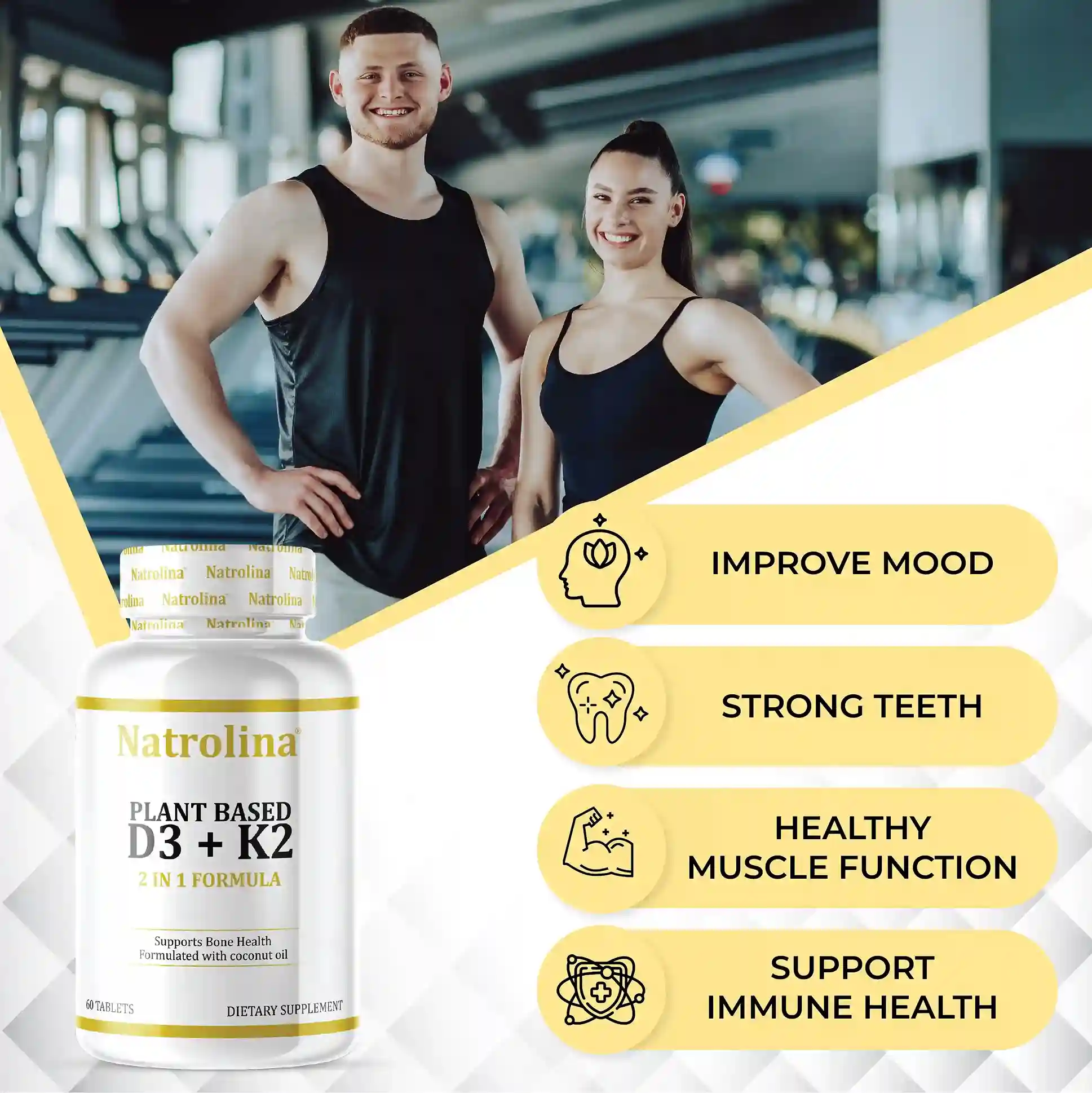 Natrolina Plant Based D3+K2 - 60 Benefits