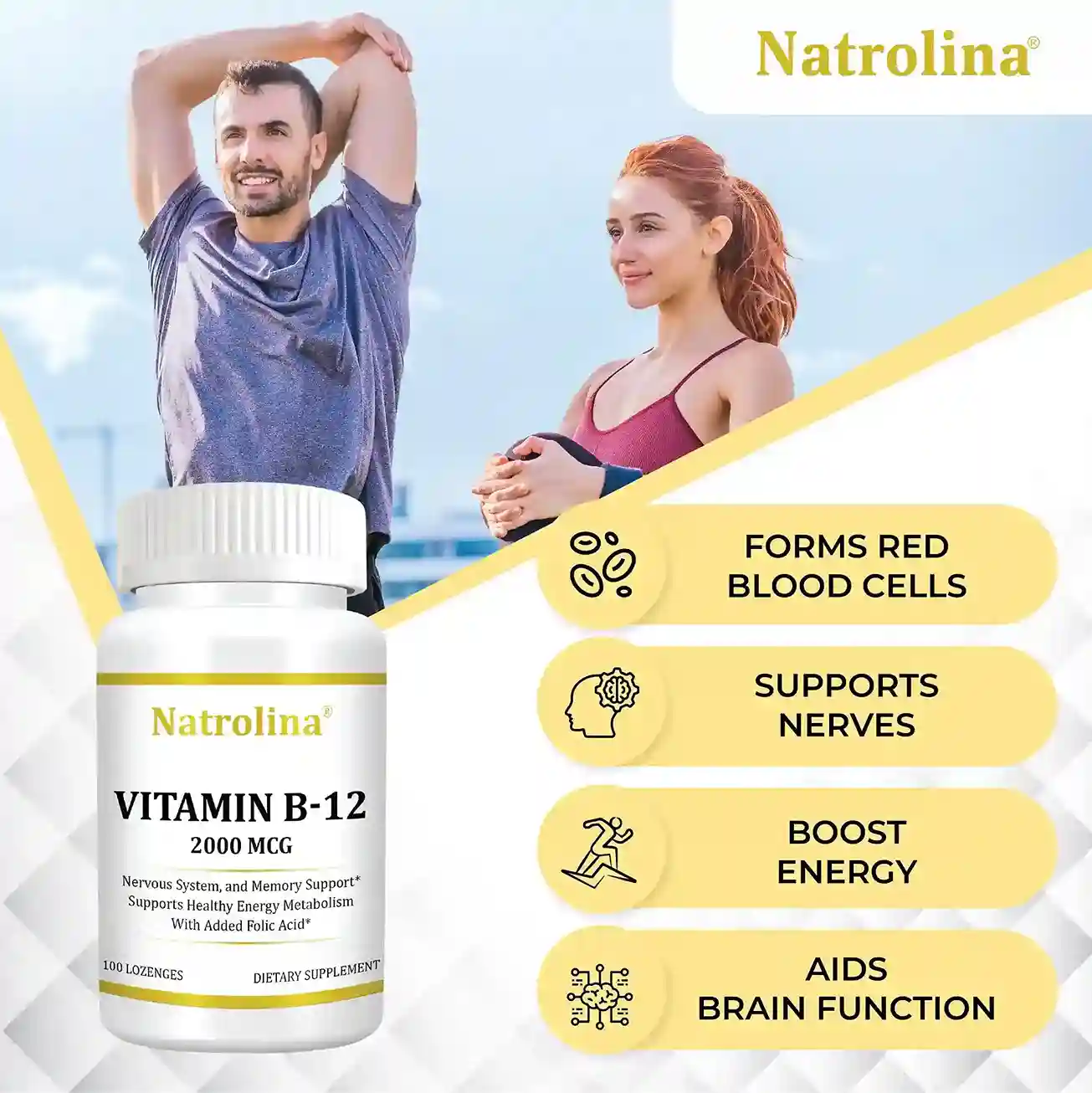 Natrolina Vitamin B12 2000 MCG - 100 lozenges Benefit